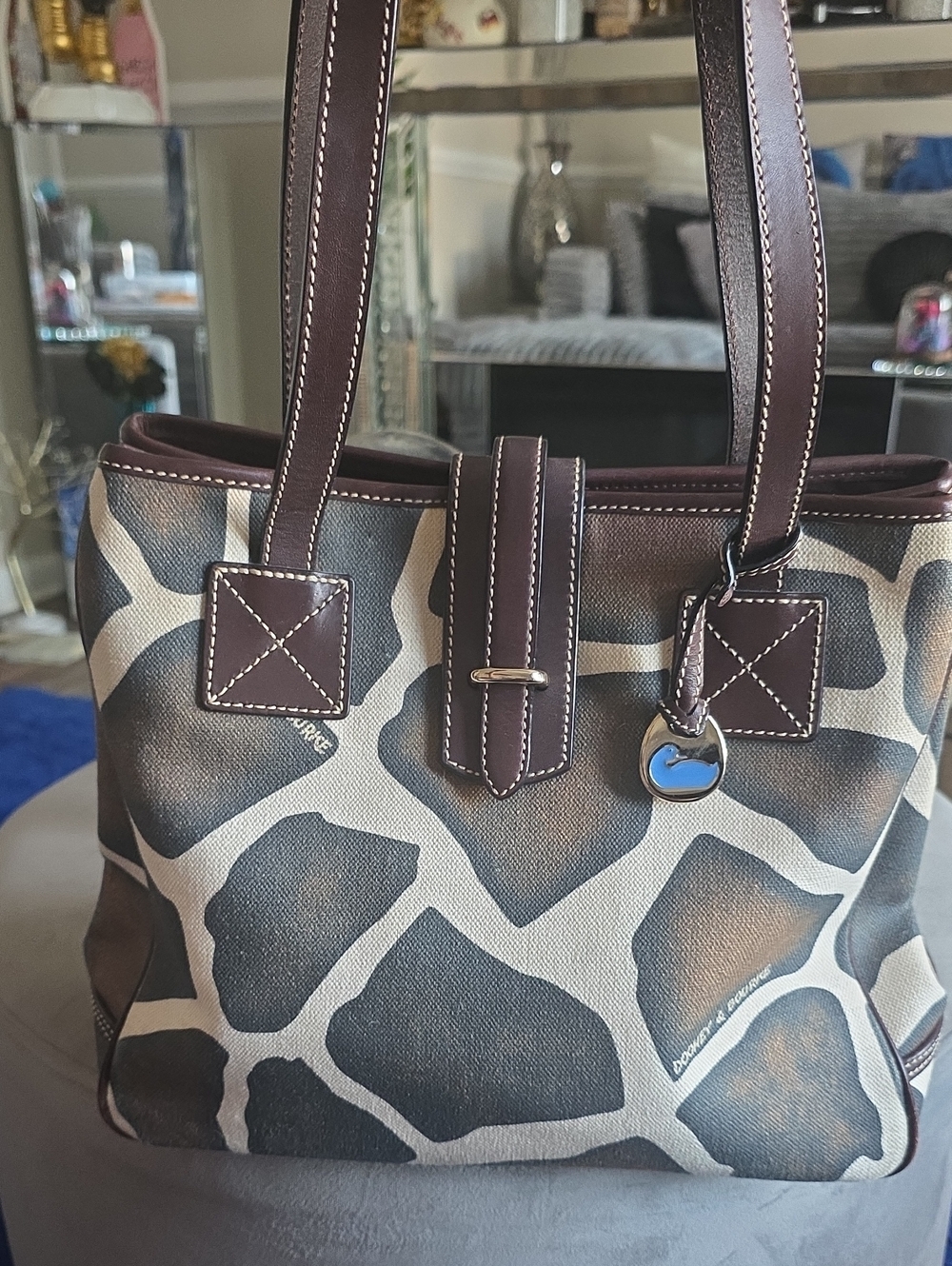 Dooney & Bourke Brown and Cream Giraffe-Print Tote